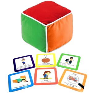 Thought-Spot: Play & Learn Cube; Roll and Play Game for Toddlers; 1st Learning Game!; Teaches Colors, Numbers, Emotions, Language; Roll Cube, Pick a Card, Have Fun!; Roll and Play Cube Game