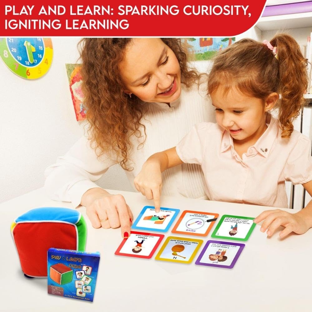 Thought-Spot: Play & Learn Cube; Roll and Play Game for Toddlers; 1st Learning Game!; Teaches Colors, Numbers, Emotions, Language; Roll Cube, Pick a Card, Have Fun!; Roll and Play Cube Game