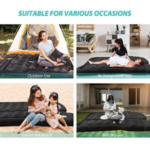 Car Inflatable Mattress with Pump, Portable SUV Air Bed for Camping, Home, Travel, Hiking, Full Size Blow Up Sleeping Pad with 2 Pillows, Extended Back Seat Airbed for Truck, RV, Upgraded (Black)