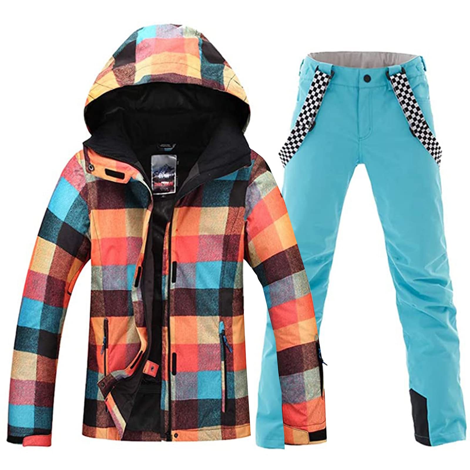 Women's Waterproof Ski Jackets Pants Set Windproof Ladies Snowboard Jakets Colorful Printed Snowsuit