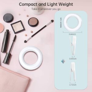 Benbilry Clip On Selfie Ring Light, Compatible with iPhone 15/14/13/12 Series, Rechargeable Mini Circle Light with 3 Light Modes / 4-Level Brightness for iPhone/Android Cell Phone iPad Laptop