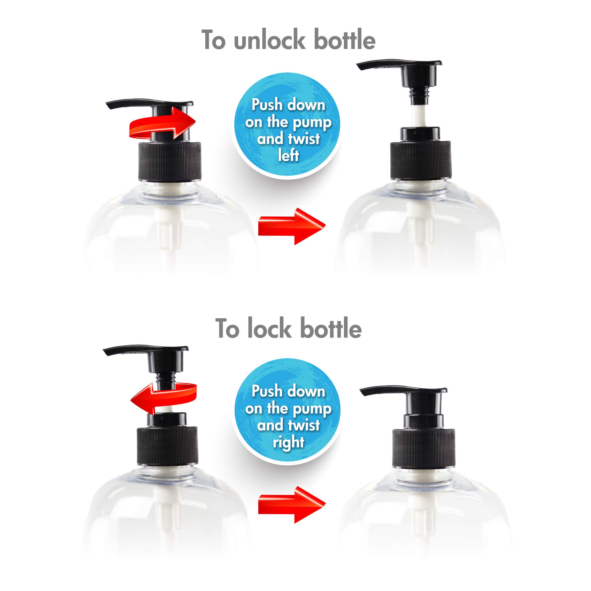 2 Pack Empty Pump Bottles - Plastic Pump Dispenser Bottle With Black Pump, Gift Box, And Collapsible Funnel For Hair Shampoo, Conditioner, Hand Soap, Laundry Detergent, And Hand Lotion