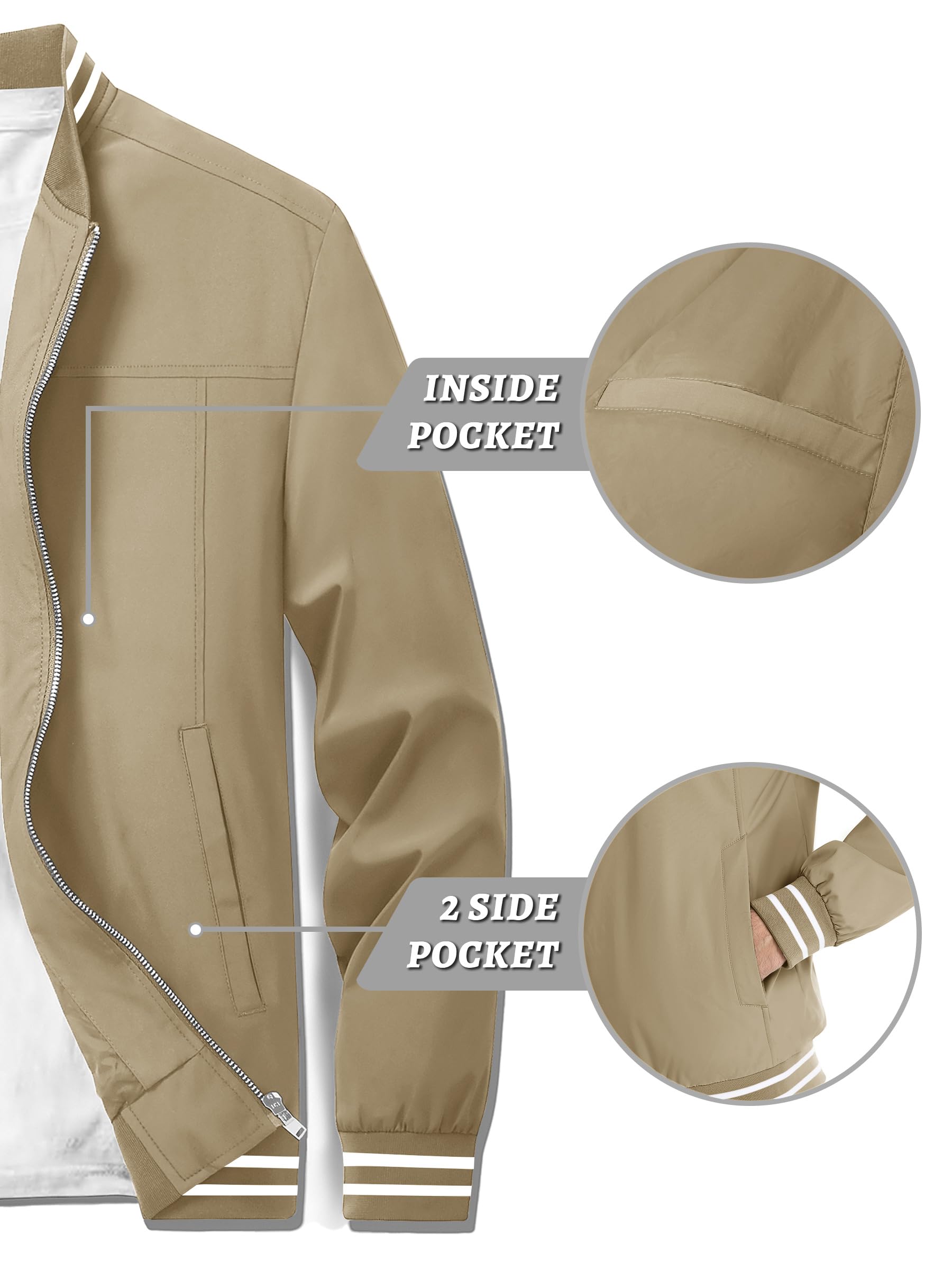 TACVASEN Lightweight Golf Jackets For Men Bomber Coats Jackets Men Windbreaker Jackets Lightweight Golf Jackets Pilot Jacket