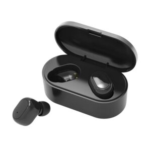 smart noise reduction wireless bluetooth 5.0 earbuds headphones with compact charging case compatible with ios apple iphone and android samsung - black