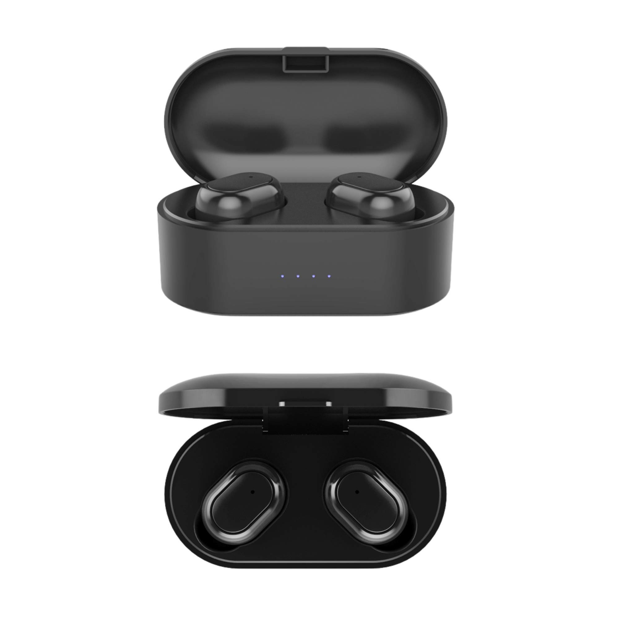 Smart Noise Reduction Wireless Bluetooth 5.0 Earbuds Headphones with Compact Charging Case Compatible with iOS Apple iPhone and Android Samsung - Black