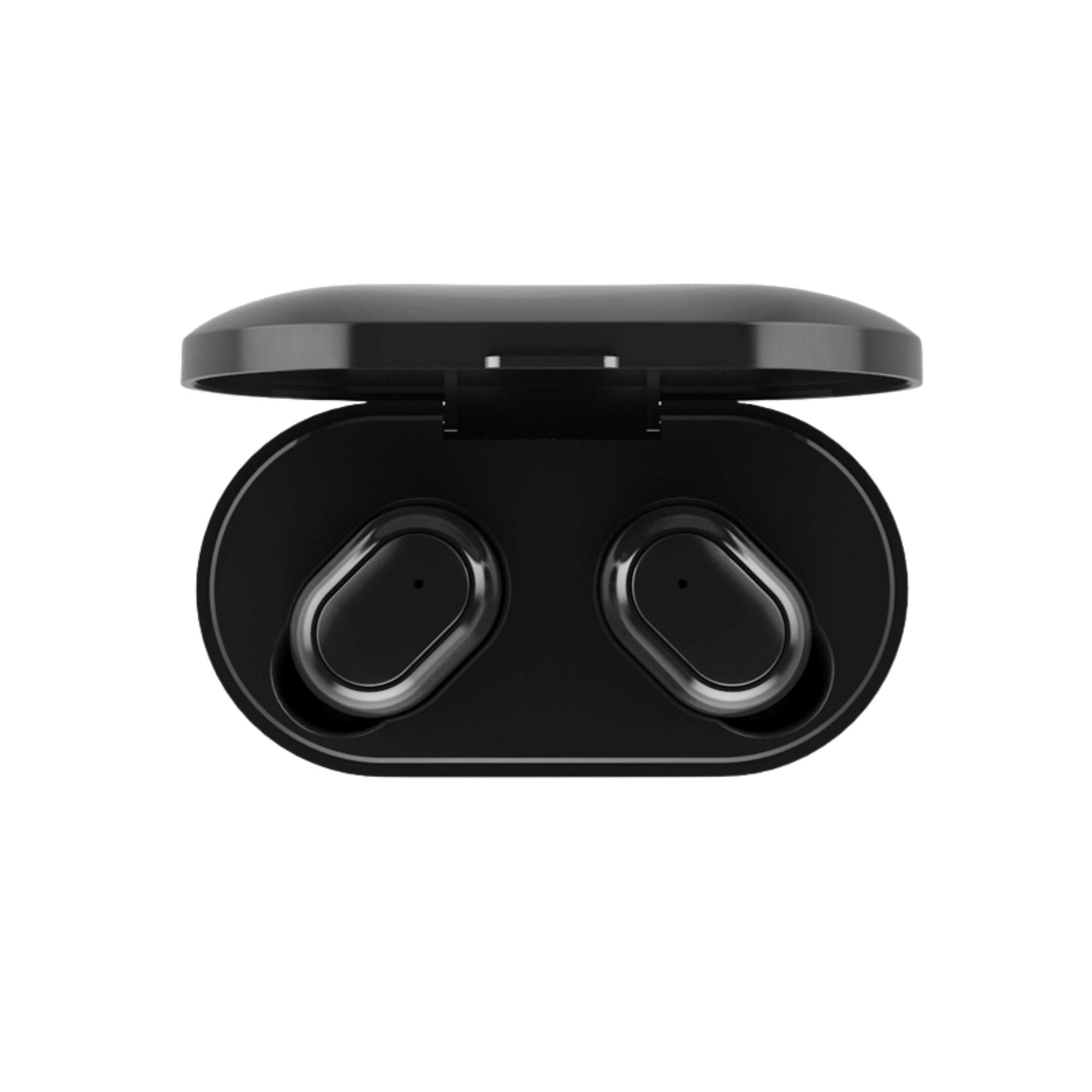 Smart Noise Reduction Wireless Bluetooth 5.0 Earbuds Headphones with Compact Charging Case Compatible with iOS Apple iPhone and Android Samsung - Black