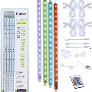 cefrank 4x 16 inches (40cm) linkable rgb led light bar kit for display cabinet - multi-colors