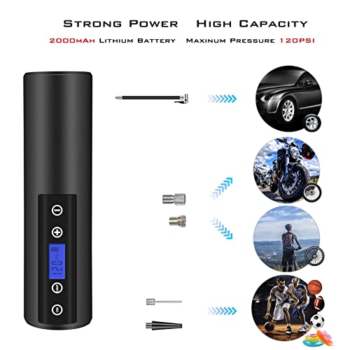 150 PSI Tire inflator portable air compressor with LCD Display Emergency LED Light Rechargeable Li-ion Batteryd Electric Cordless Air Pump for Cars, Motorbikes, Balls, Swim rings and All Bicycles