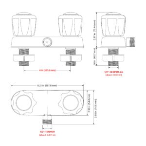 RV Shower Faucet, RV Camper Shower Faucet Replacement, 4” Shower Valve Diverter Assembly Kit, Bathroom Shower Mixing Valve Control for RV Camper Van Travel Trailer Motorhome