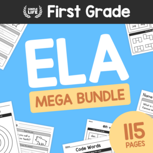 1st grade english worksheets mega bundle – 115 pages – first grade ela: literacy, writing, & spelling workbook