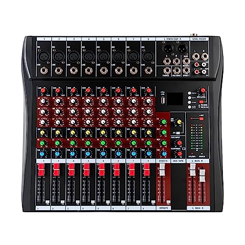 8-Channel Audio Mixer 110V Professional Live Studio DJ USB Bluetooth Stage Mixing Console 18W