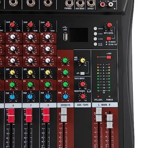 8-Channel Audio Mixer 110V Professional Live Studio DJ USB Bluetooth Stage Mixing Console 18W