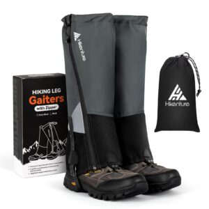 hikenture leg gaiters with waterproof zipper, ultra anti-tear gaiters for hiking, waterproof boot gaiters for men women, adjustable shoe gaiters for hunting, breathable snow gaiters for boots (medium)