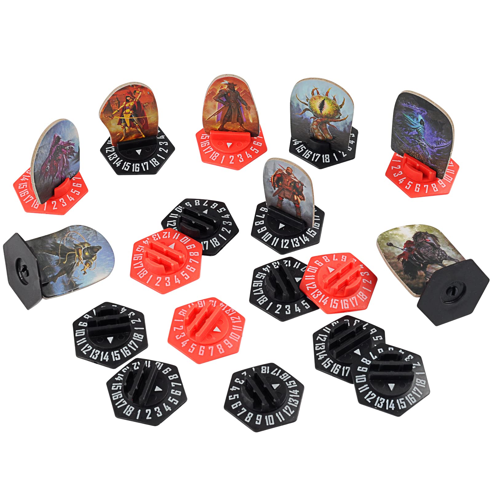 Gloomhaven Standee Bases Pack of 27 Plastic Hex Monster Stand with Health Tracker and Status Token Slots