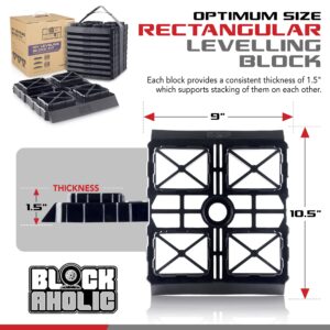 Blockaholic RV Leveling Blocks - 10 Pack of Leveling Blocks with Built-in Ramps and Carrying Strap - Lift Your RV up to 4 Inches with Fast Snap Blocks - Trailer Leveling Made Easy