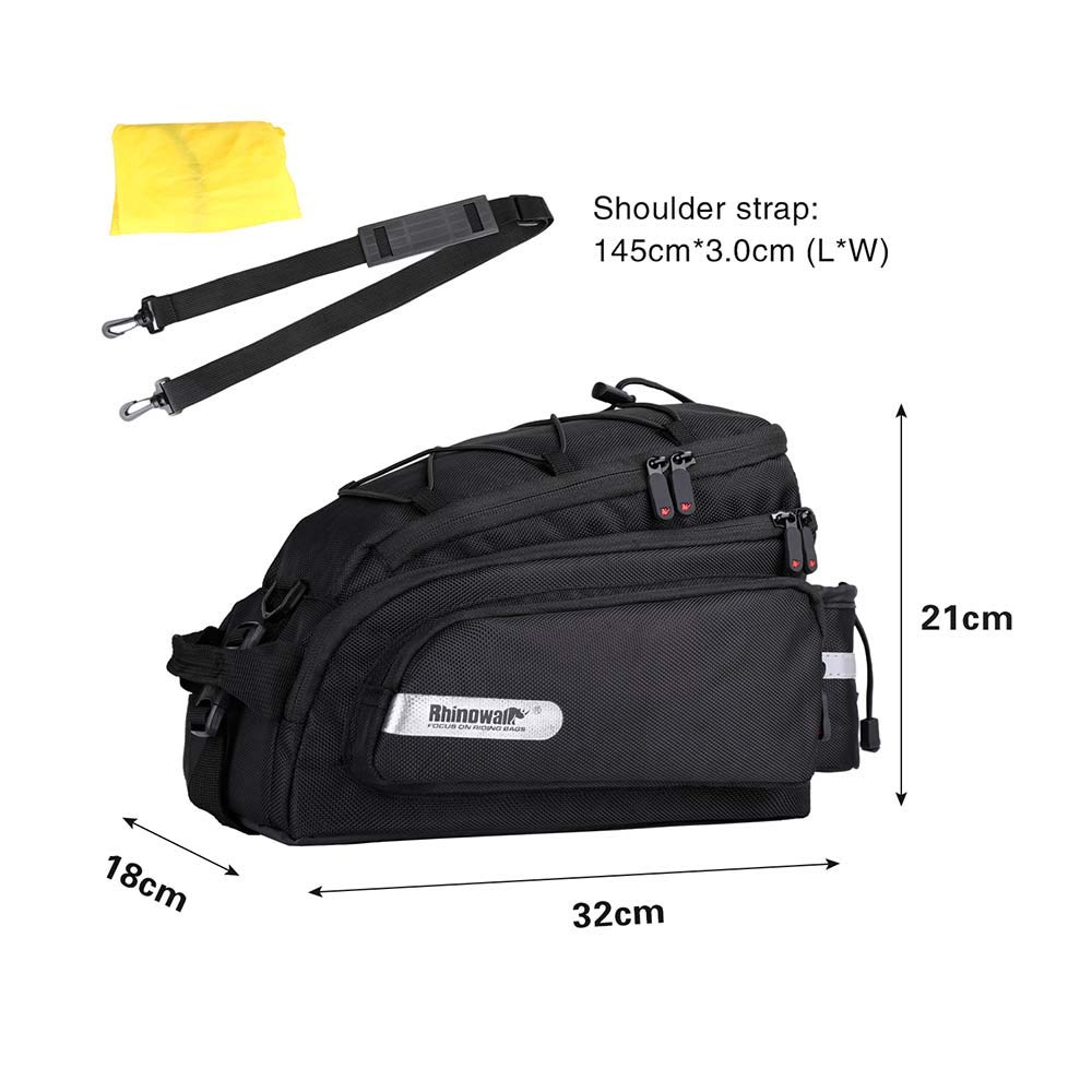 Rhinowalk Bike Rack Bag for Bicycle Rear Rack Bag, Bike Trunk Bag Bike Pannier Bag Bike Accessories Shoulder Bag 12L Capacity With Rain Cover