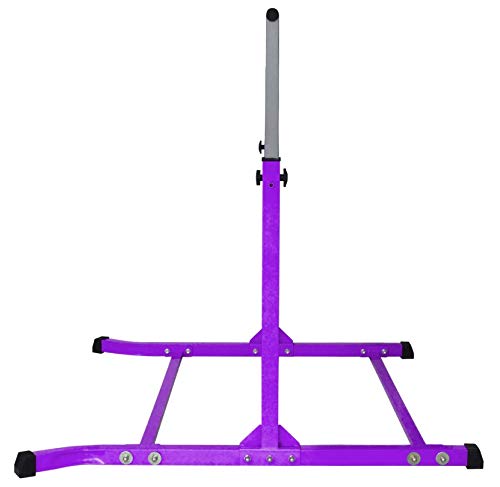 Pro-Gymnastics Gymnastics Kip Bar Horizontal Bar Professional Junior Gymnastic Training High Bar Asymmetric Bar 13 Level Height Adjustable Expandable 3 to 5 FT Cushioned Bar & Curved Legs (Purple)