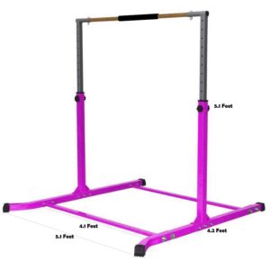 Pro-Gymnastics Gymnastics Kip Bar Horizontal Bar Professional Junior Gymnastic Training High Bar Asymmetric Bar 13 Level Height Adjustable Expandable 3 to 5 FT Cushioned Bar & Curved Legs (Purple)