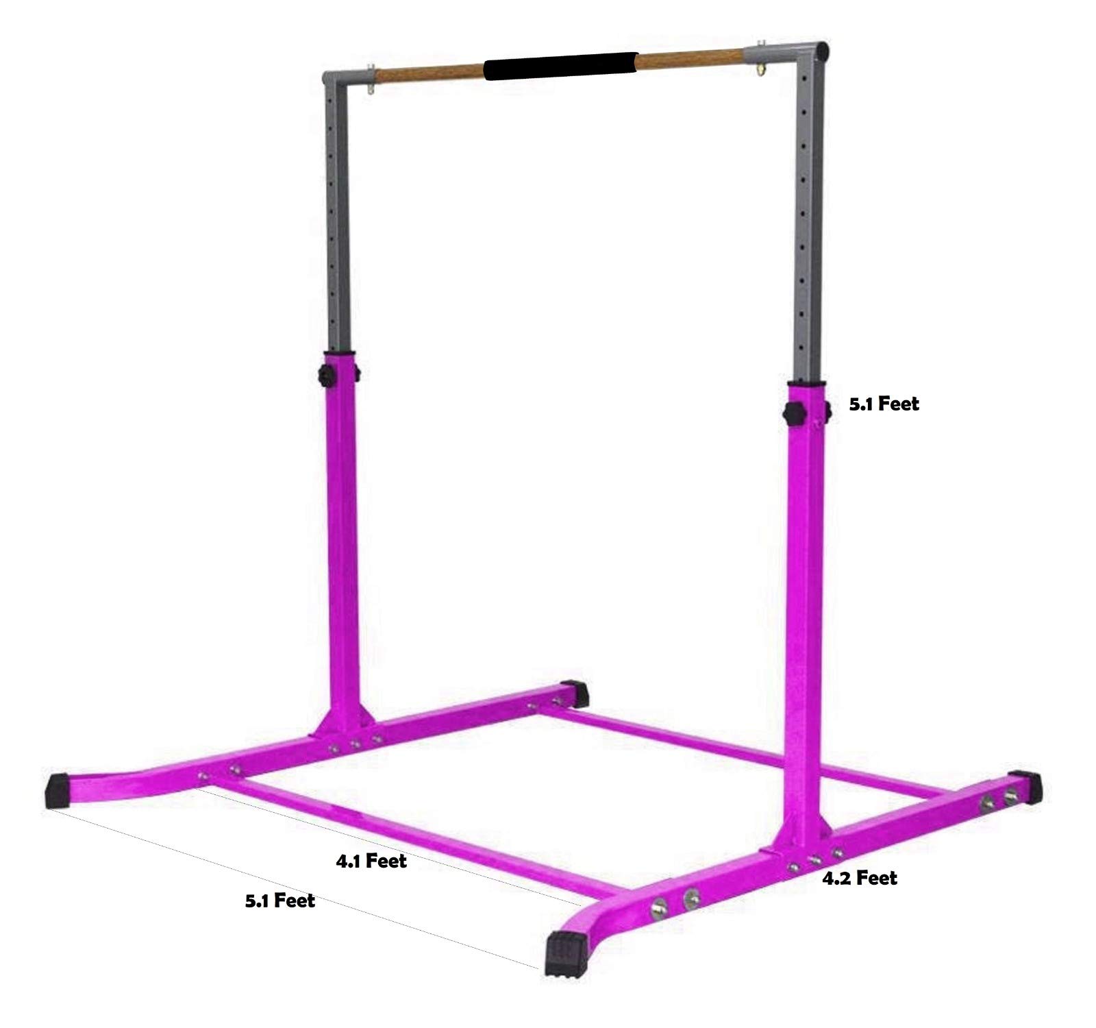 Pro-Gymnastics Gymnastics Kip Bar Horizontal Bar Professional Junior Gymnastic Training High Bar Asymmetric Bar 13 Level Height Adjustable Expandable 3 to 5 FT Cushioned Bar & Curved Legs (Purple)