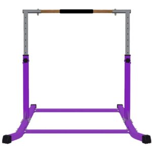 Pro-Gymnastics Gymnastics Kip Bar Horizontal Bar Professional Junior Gymnastic Training High Bar Asymmetric Bar 13 Level Height Adjustable Expandable 3 to 5 FT Cushioned Bar & Curved Legs (Purple)