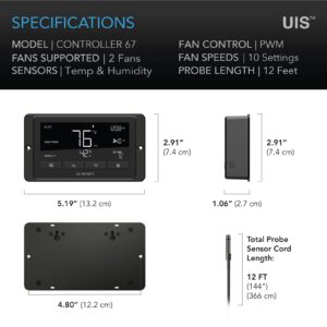 AC Infinity Controller 67, Smart Bluetooth Fan Controller with Temperature, Humidity, Schedules, Grow Cycles, Dynamic Speed Programming for CLOUDLINE Airlift Fans Cooling and Ventilation