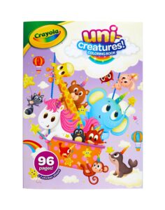 crayola uni-creatures coloring book, 96 unicorn coloring pages, gift for kids, ages 3, 4, 5, 6, multi