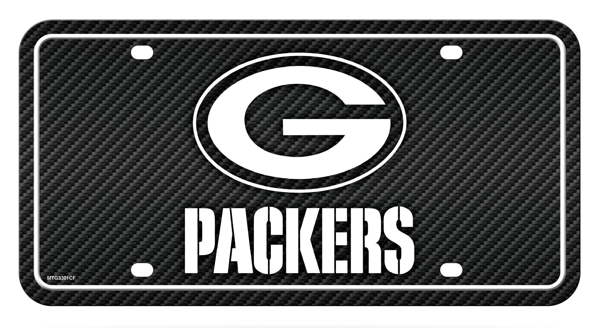 Rico Industries MTG3301CF Packers - Carbon Fiber Design - Metal Auto Tag, Multi, 6x12 Inch