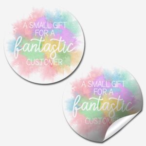 small gift for a fantastic customer pastel thank you customer appreciation sticker labels for small businesses, 60 1.5" circle stickers by amandacreation, for envelopes, postcards, direct mail, more!