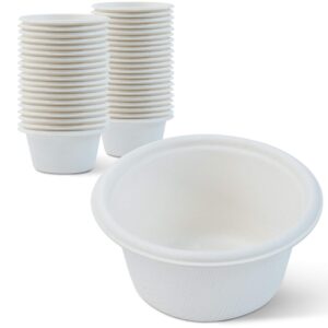 green earth, 2 oz bagasse compostable cups, biodegradable sugarcane fiber material, white, 50-pack