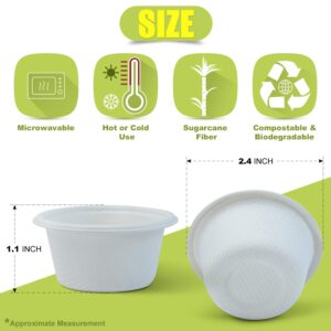 Green Earth, 2 oz Bagasse Compostable Cups, Biodegradable Sugarcane Fiber Material, White, 50-Pack