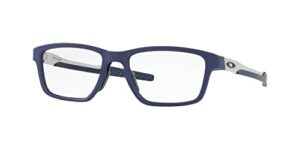 oakley men's ox8153 metalink rectangular prescription eyewear frames, matte denim/demo lens, 57 mm