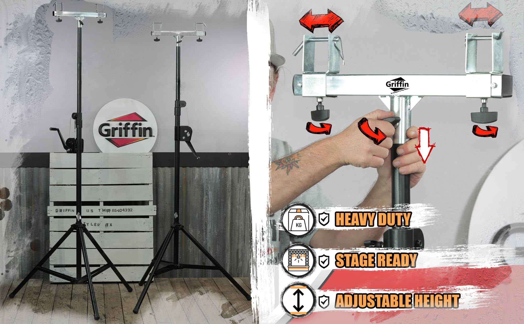 Light Trussing Stands by GRIFFIN | T Adapter DJ Booth Kit & Truss System for Lighting Cans & Speakers | Pro-Audio Stage Platform Hardware Mounting Package | PA Equipment Gear Holder | Live Music Gigs