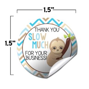 Funny Thank You Slow Much Sloth Thank You Customer Appreciation Sticker Labels for Small Businesses, 60 1.5" Circle Stickers by AmandaCreation, Great for Envelopes, Postcards, Direct Mail, & More!