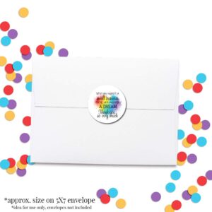 Thank You for Supporting My Dream Rainbow Heart Customer Appreciation Sticker Labels for Small Businesses, 60 1.5" Circle Stickers by AmandaCreation, for Envelopes, Postcards, Direct Mail, More!