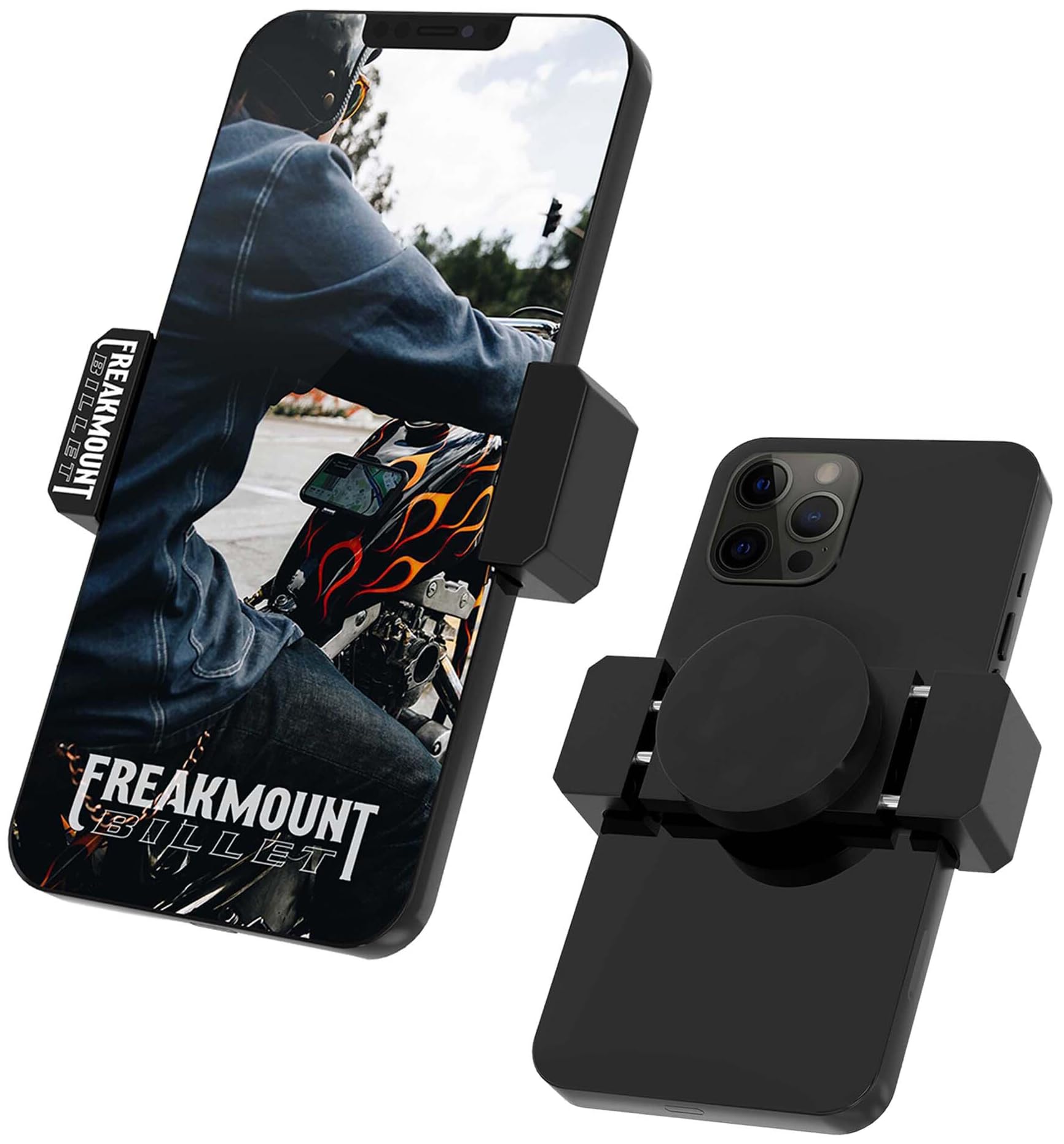 FREAKMOUNT Magnetic Motorcycle Phone Mount - Harley Davidson Accessories - Premium Billet Aluminum Holder for Gas Tank or Any Magnetic Surface, High-Speed Magnets - Fits Most Phones, Black