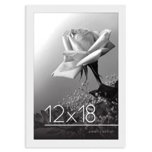americanflat 12x18 poster frame in white - photo frame with engineered wood frame and polished plexiglass cover - horizontal and vertical formats for wall with built-in hanging hardware