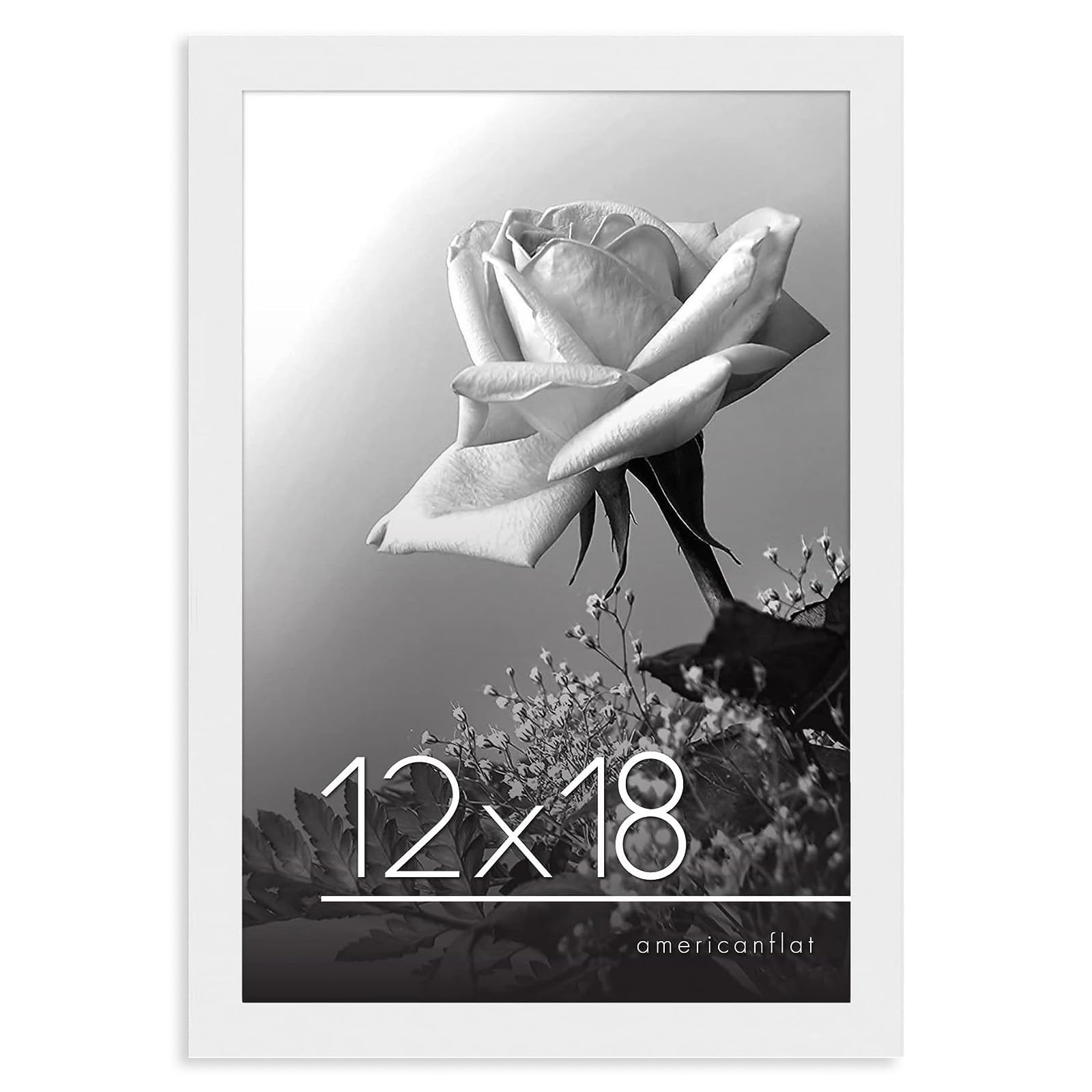 Americanflat 12x18 Poster Frame in White - Photo Frame with Engineered Wood Frame and Polished Plexiglass Cover - Horizontal and Vertical Formats for Wall with Built-in Hanging Hardware