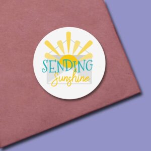 Bright Sending Sunshine Themed Thank You Customer Appreciation Sticker Labels for Small Businesses, 60 1.5" Circle Stickers by AmandaCreation, Great for Envelopes, Postcards, Direct Mail, & More!