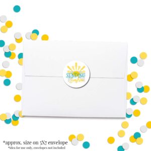 Bright Sending Sunshine Themed Thank You Customer Appreciation Sticker Labels for Small Businesses, 60 1.5" Circle Stickers by AmandaCreation, Great for Envelopes, Postcards, Direct Mail, & More!