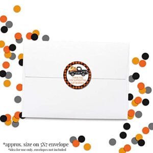 Orange & Black Plaid Fall Pumpkin Pickup Thank You Customer Appreciation Sticker Labels for Small Businesses, 60 1.5" Circle Stickers by AmandaCreation, for Envelopes, Postcards, Direct Mail, More!