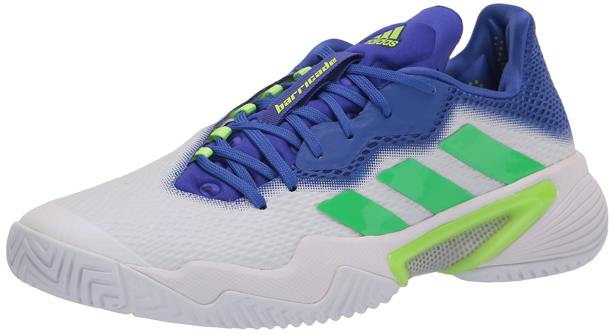 adidas Men's Barricade 12 Racquetball Shoe, White/Screaming Green/Sonic Ink, 11