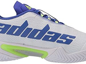 adidas Men's Barricade 12 Racquetball Shoe, White/Screaming Green/Sonic Ink, 11