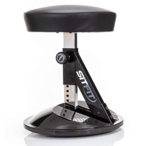 sit 360 adjustable wobble stool office desk balance chair with footrests - rocks, wobbles & engages muscles to improve posture, strengthen body, tone core, relieve back pain, workout while sitting