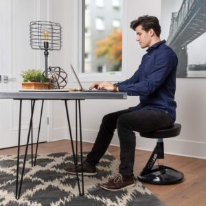Sit 360 Adjustable Wobble Stool Office Desk Balance Chair with Footrests - Rocks, Wobbles & Engages Muscles to Improve Posture, Strengthen Body, Tone Core, Relieve Back Pain, Workout While Sitting