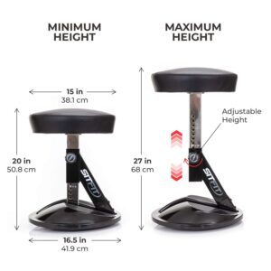 Sit 360 Adjustable Wobble Stool Office Desk Balance Chair with Footrests - Rocks, Wobbles & Engages Muscles to Improve Posture, Strengthen Body, Tone Core, Relieve Back Pain, Workout While Sitting