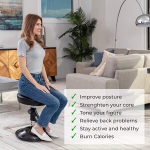 Sit 360 Adjustable Wobble Stool Office Desk Balance Chair with Footrests - Rocks, Wobbles & Engages Muscles to Improve Posture, Strengthen Body, Tone Core, Relieve Back Pain, Workout While Sitting