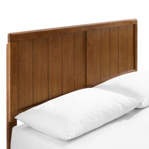 Modway Alana Wood Queen Platform Bed in Walnut with Splayed Legs