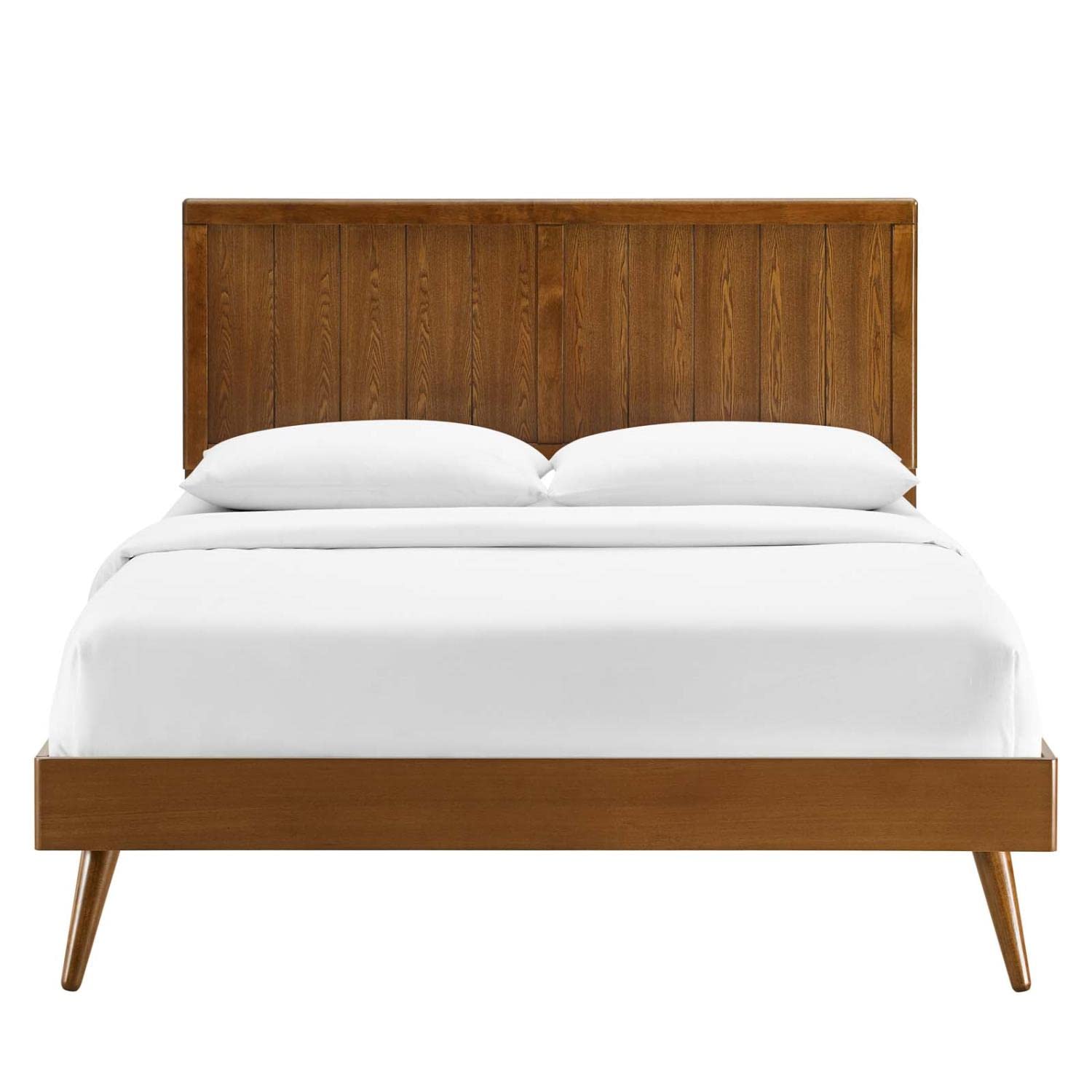 Modway Alana Wood Queen Platform Bed in Walnut with Splayed Legs