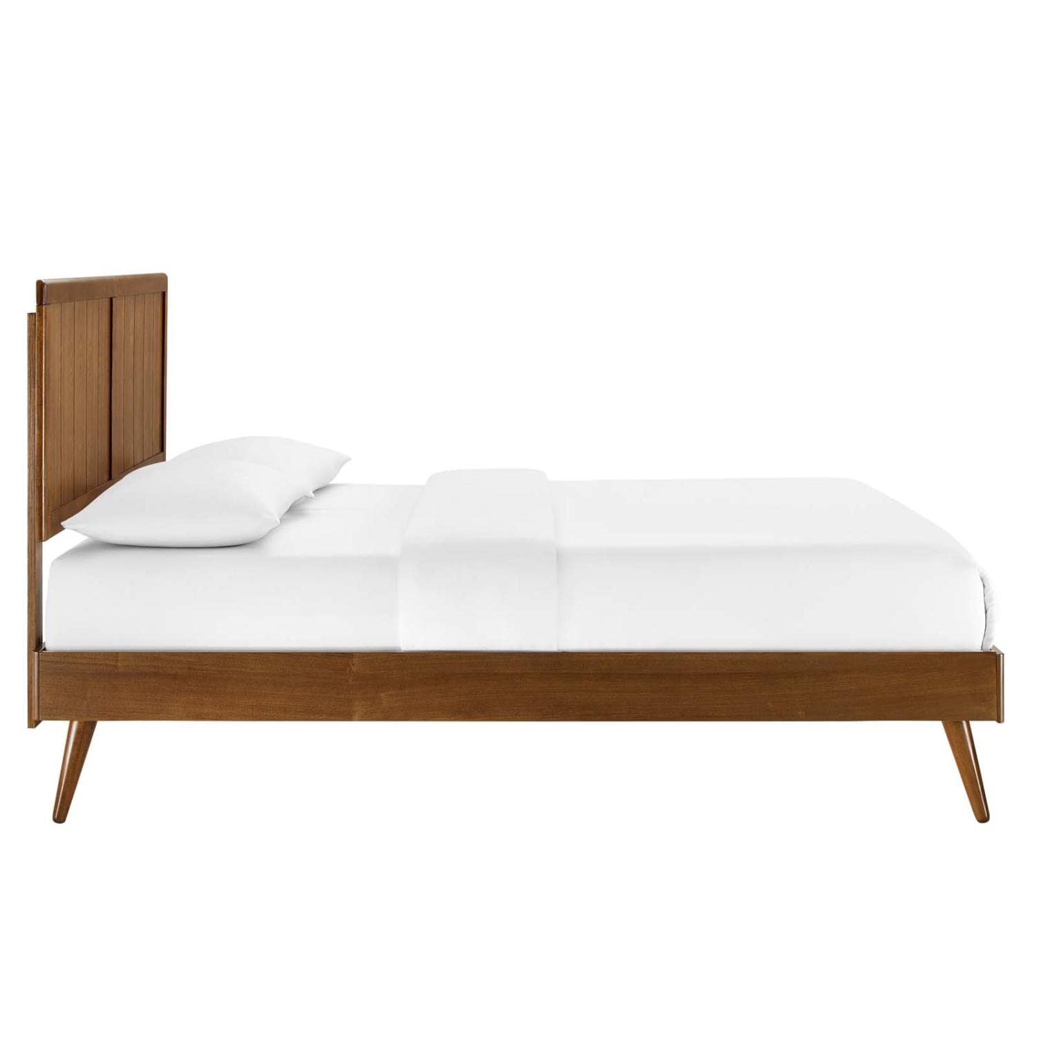 Modway Alana Wood Queen Platform Bed in Walnut with Splayed Legs