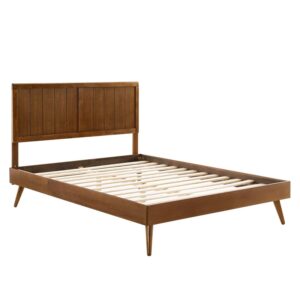 Modway Alana Wood Queen Platform Bed in Walnut with Splayed Legs